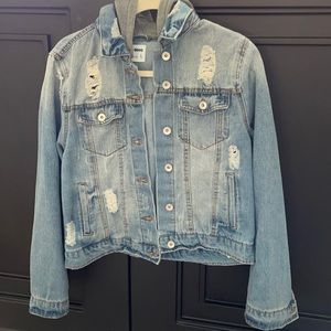 Denim jacket with hood
